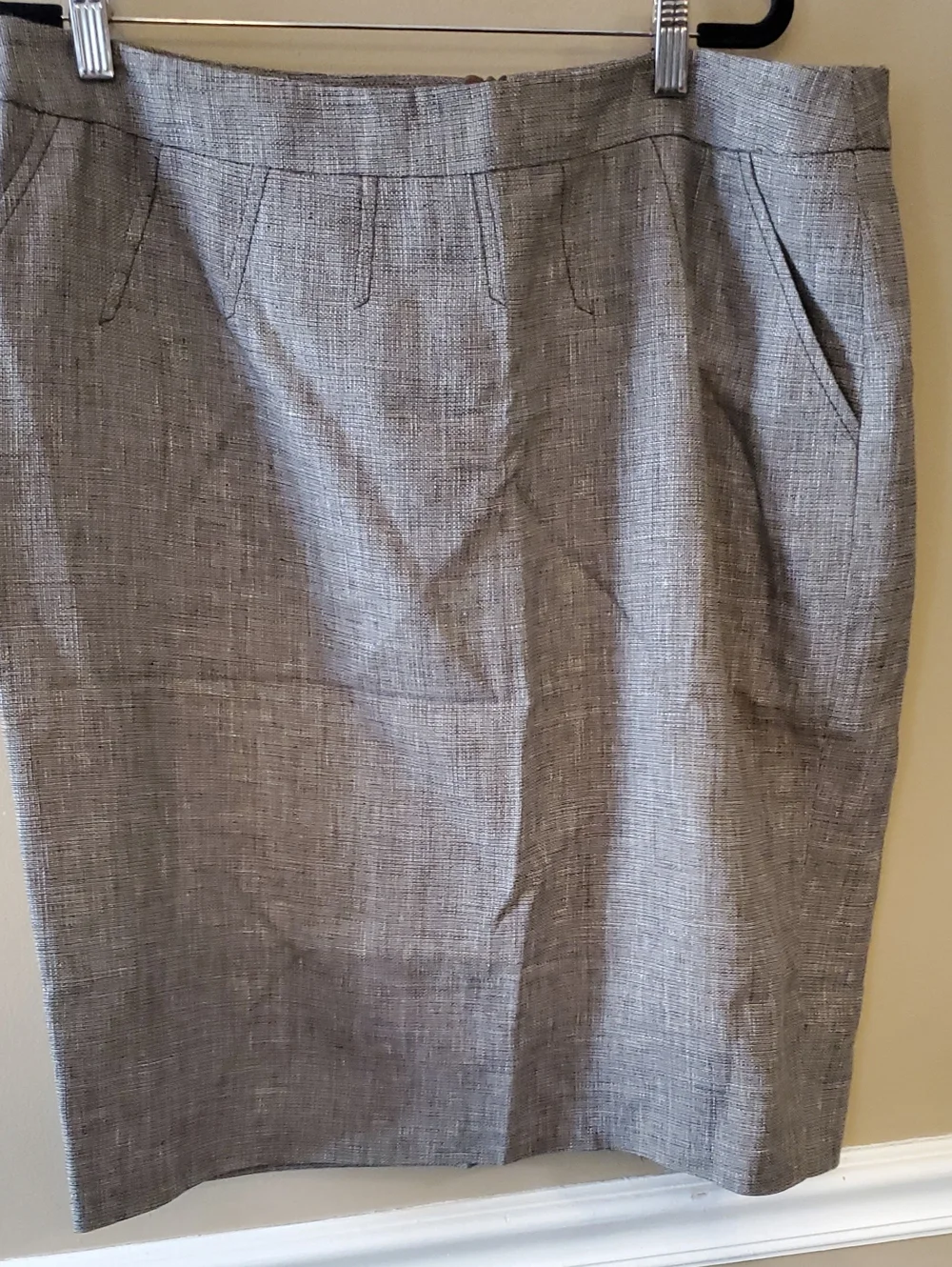 Escada Vest And Skirt Linen Wool Shawl Collar In Brown White Set Size 44V,46S